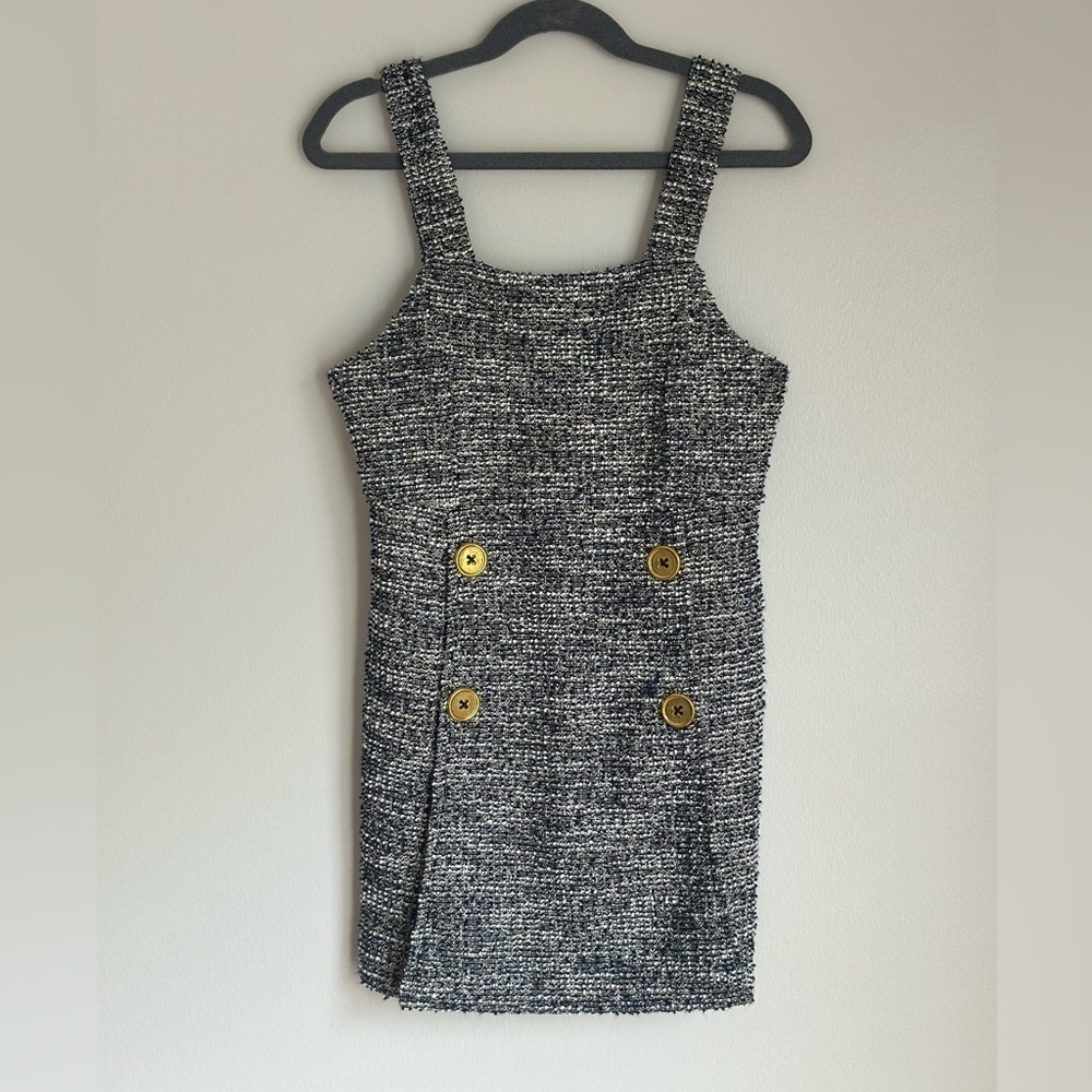 Bonnie Jean Girls Boucle Romper Dress Front Buttons Navy/white Size 8